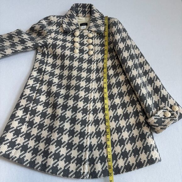 J. Crew Greta Houndstooth Peacoat Swing Women's 2 Grey Ivory Wool Blend Preppy - Picture 9 of 10